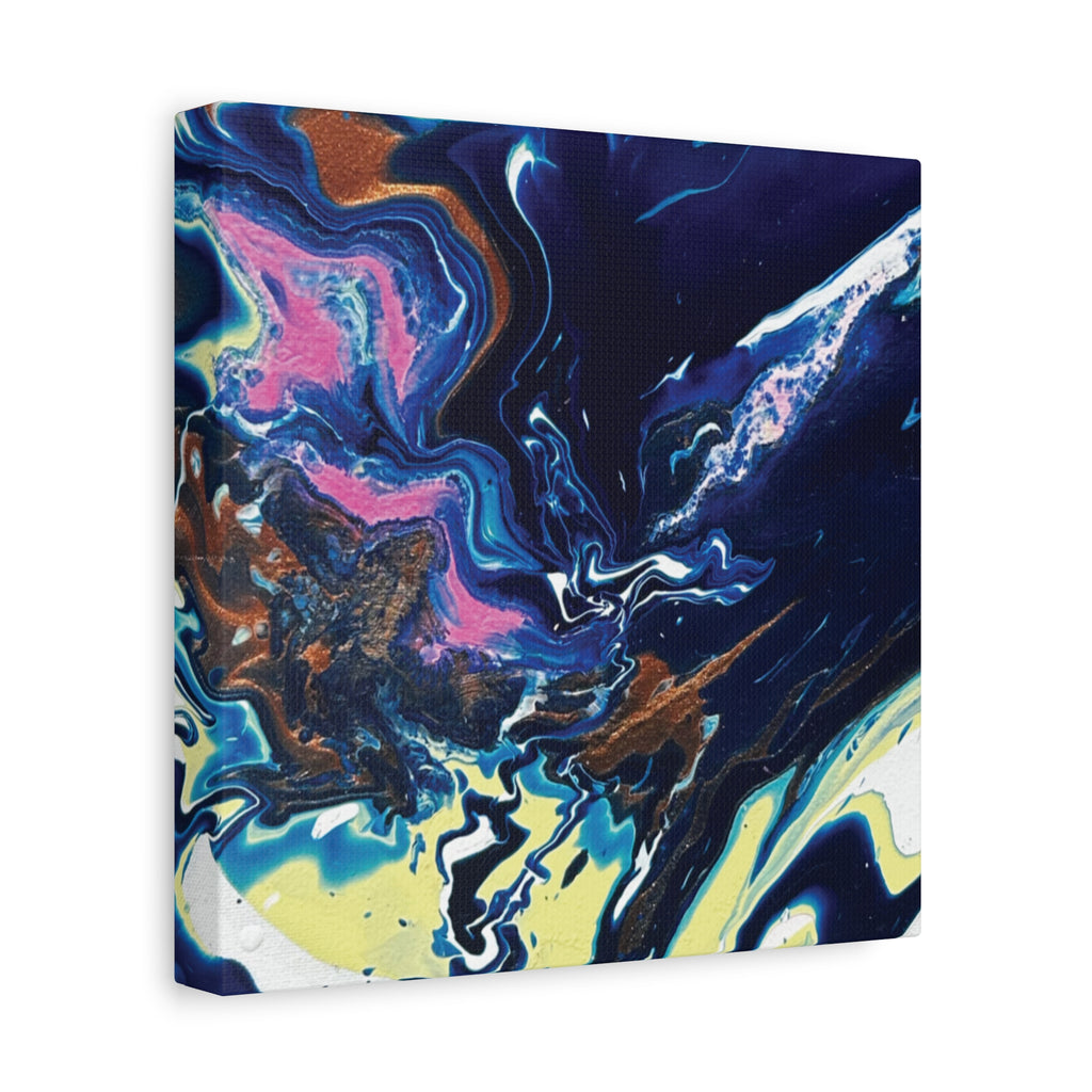 Change Abstract Blue Fluid Art Matte Canvas Print (Stretched Wall Art)