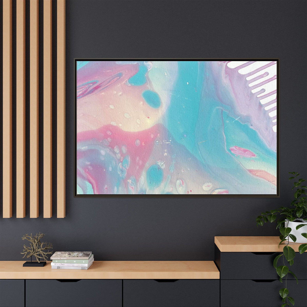 Animal Abstract Pastel Fluid Art Framed Canvas Print