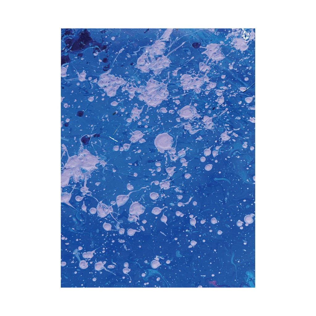 Abstract Blue Paint Splatter Matte Poster Dots Vertical Modern Wall Art