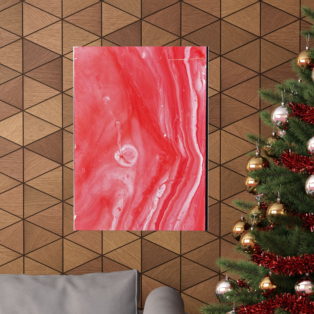 Red Marble Mars Matte Vertical Poster Abstract Red & Cream Wall Art