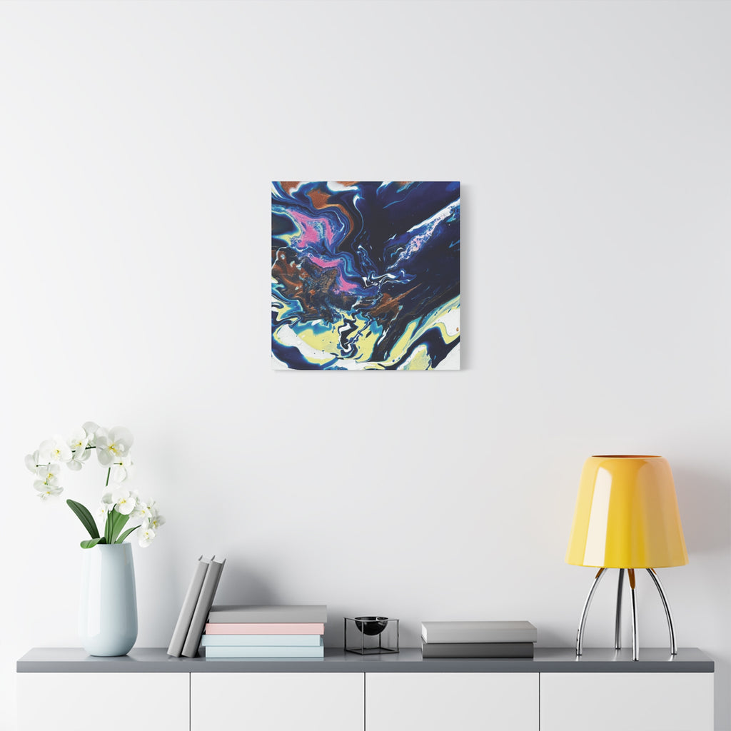 Change Abstract Blue Fluid Art Matte Canvas Print (Stretched Wall Art)