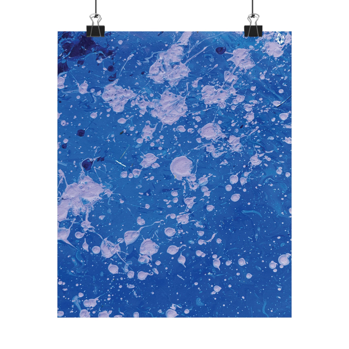 Abstract Blue Paint Splatter Matte Poster Dots Vertical Modern Wall Art