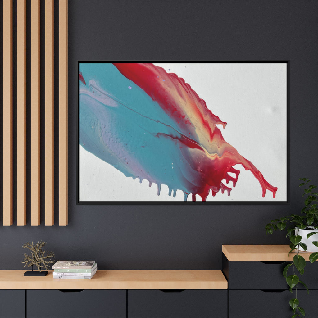 Ceiling Abstract Drip Matte Canvas Framed Print  Multicolor Fluid Art