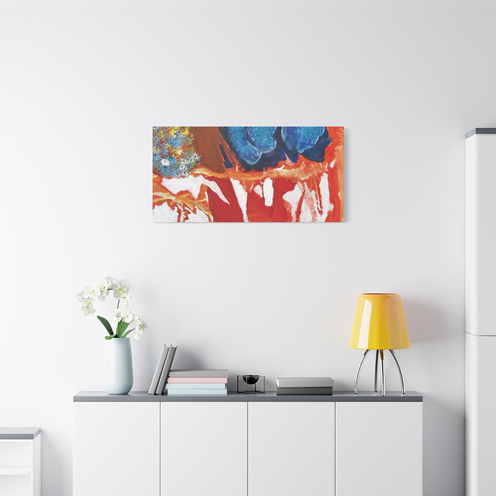 Abstract Red & Blue Matte Stretched Canvas Modern Expressionist Wall Art