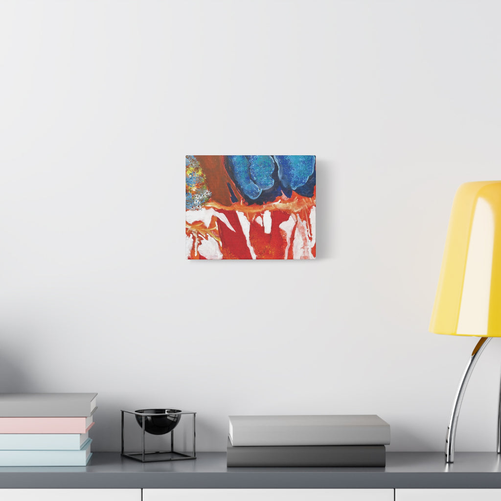 Abstract Red & Blue Matte Stretched Canvas Modern Expressionist Wall Art