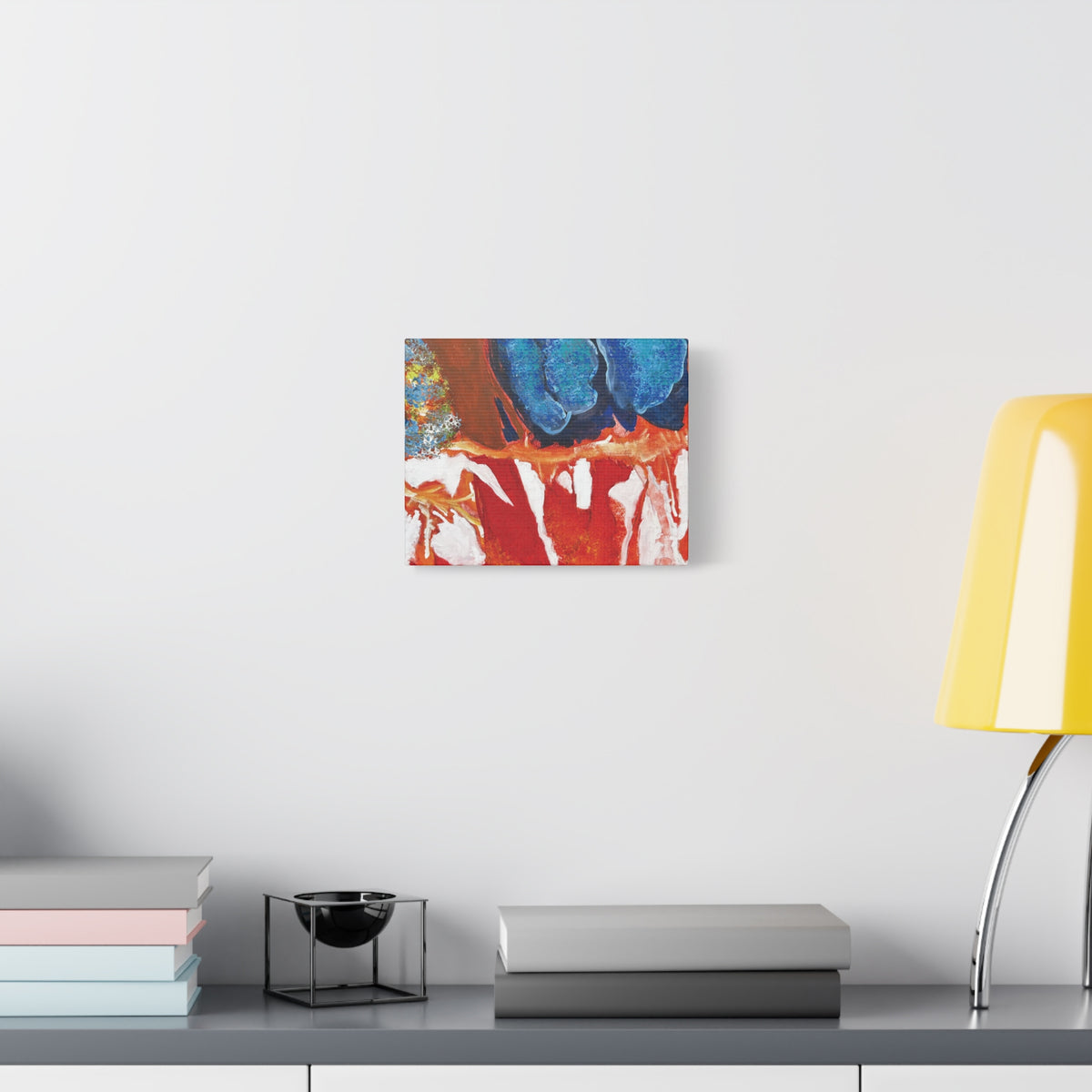 Abstract Red & Blue Matte Stretched Canvas Modern Expressionist Wall Art