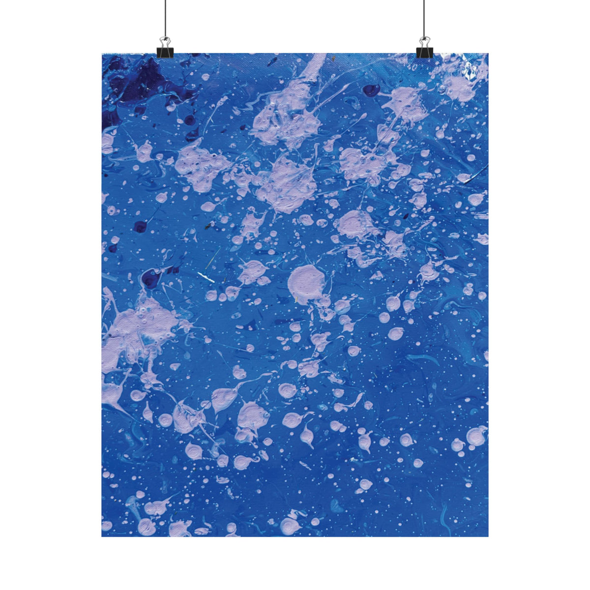 Abstract Blue Paint Splatter Matte Poster Dots Vertical Modern Wall Art
