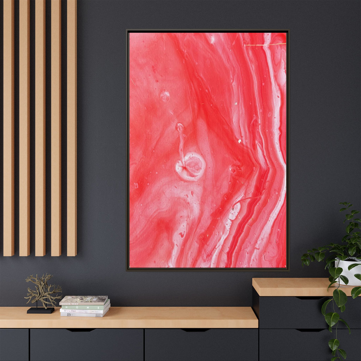 Mars Abstract Red Marble Matte Canvas Print (Framed)