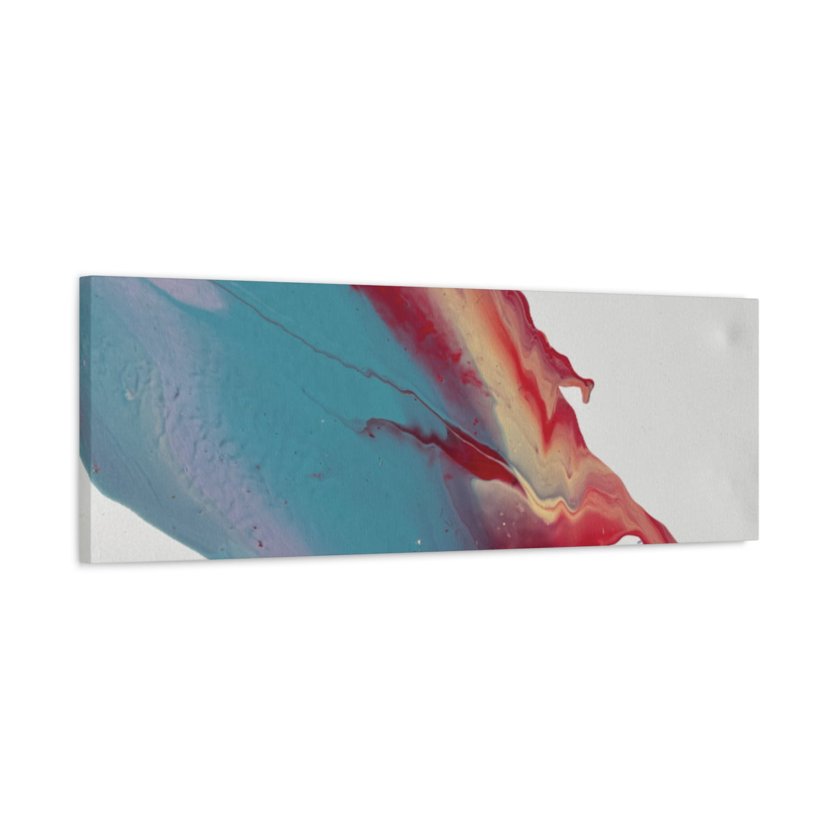 Ceiling Abstract Drip Matte Canvas Print (Blue & Red Fluid Art)