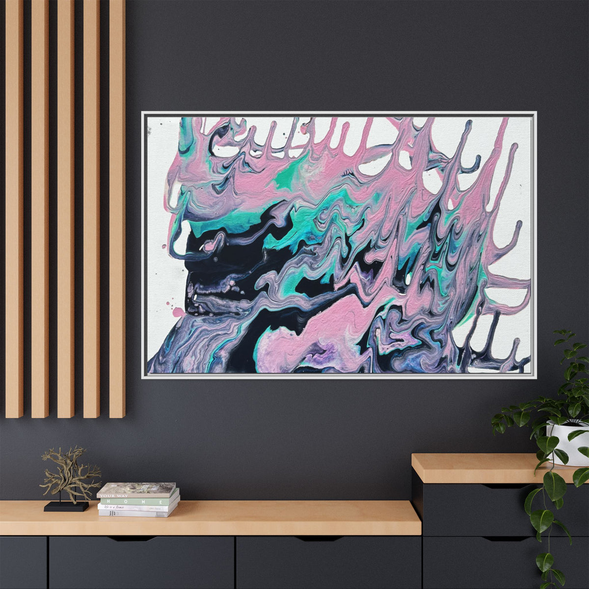 Abstract Pastel Drip Canvas Print (Framed)