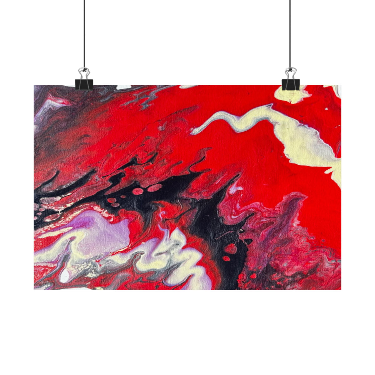 Power Abstract Red Fluid Art Matte Poster (Horizontal)