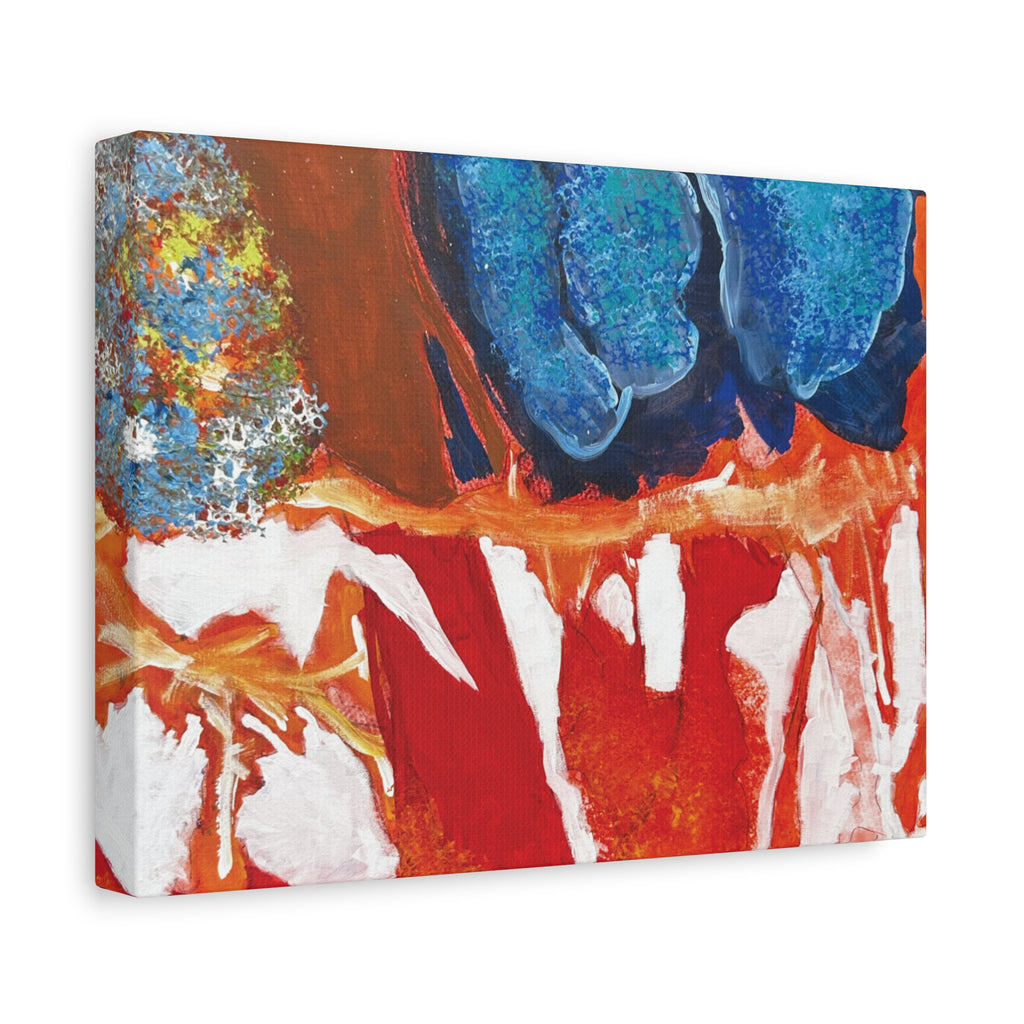 Abstract Red & Blue Matte Stretched Canvas Modern Expressionist Wall Art