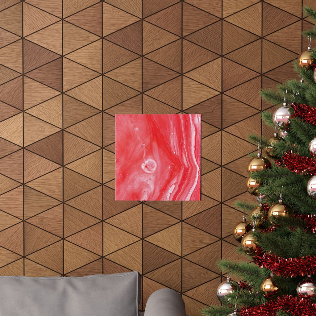 Red Marble Mars Matte Vertical Poster Abstract Red & Cream Wall Art