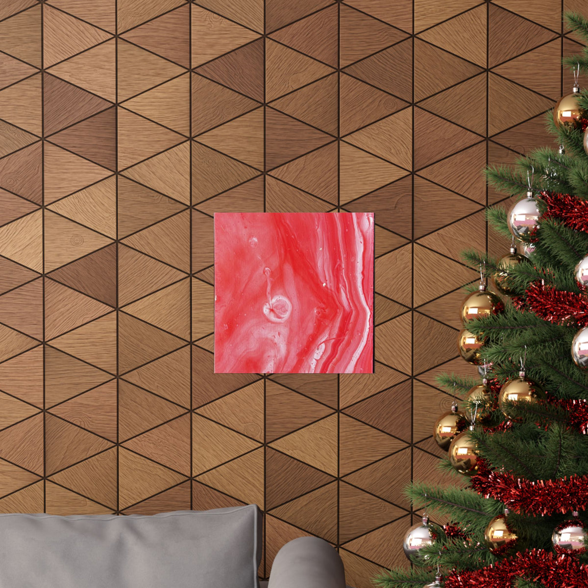 Red Marble Mars Matte Vertical Poster Abstract Red & Cream Wall Art