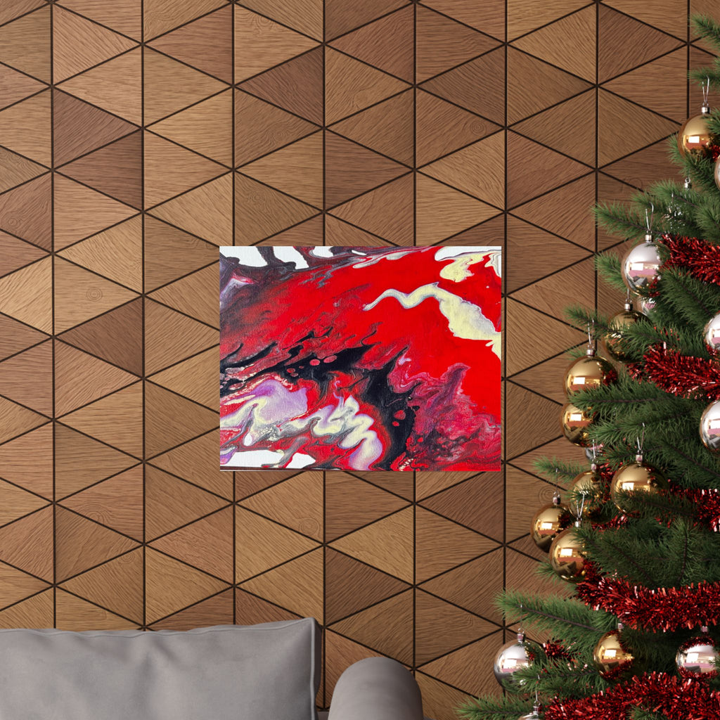 Power Abstract Red Fluid Art Matte Poster (Horizontal)