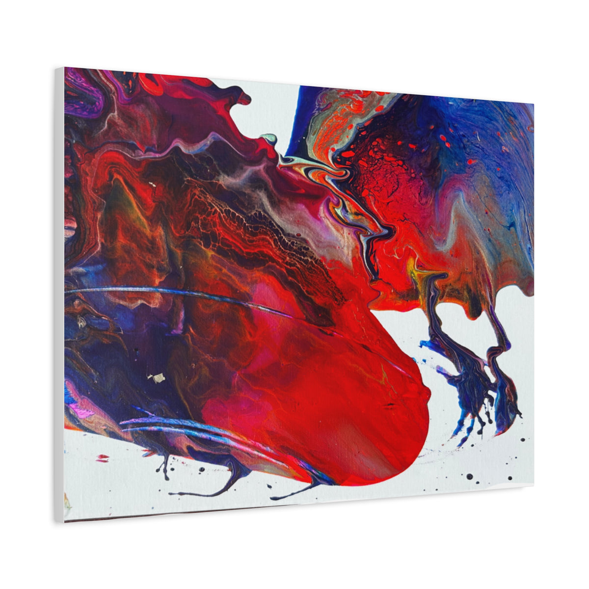 Abstract Red & Blue Fluid Art Canvas Print — Matte Stretched Wall Art