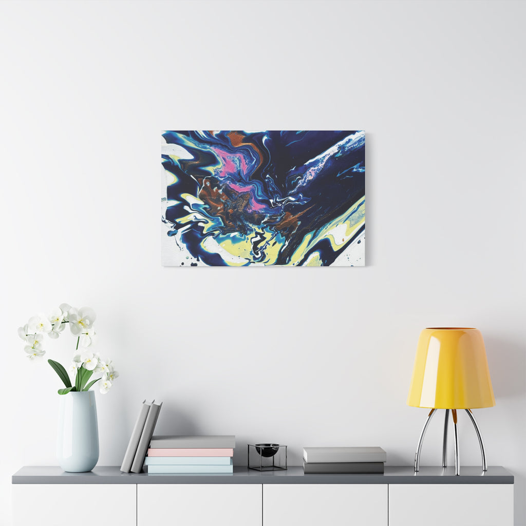 Change Abstract Blue Fluid Art Matte Canvas Print (Stretched Wall Art)