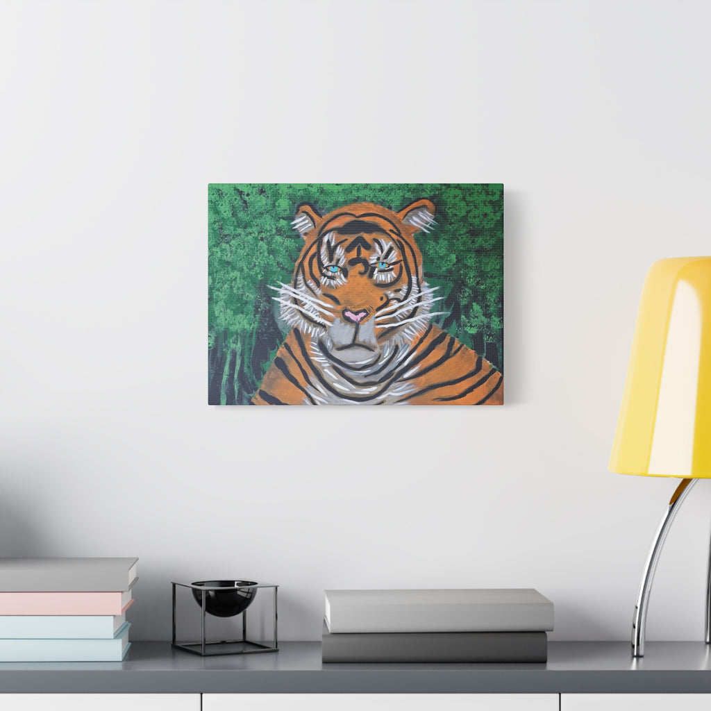 Tiger Portrait Matte Canvas Wall Art Bold Jungle Tiger Painting on Stretched Canvas