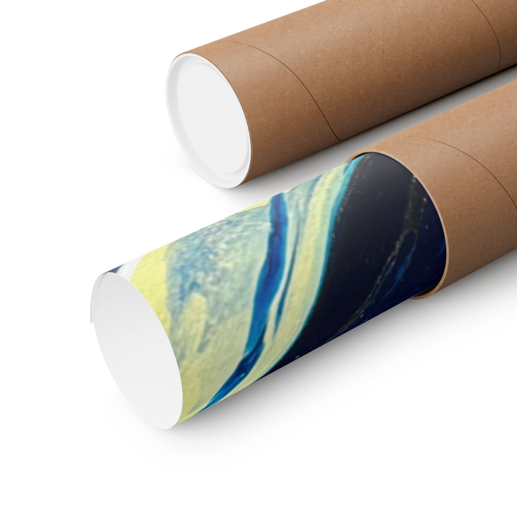 Abstract Blue Marble Matte Poster Change Horizontal Fluid Art Print