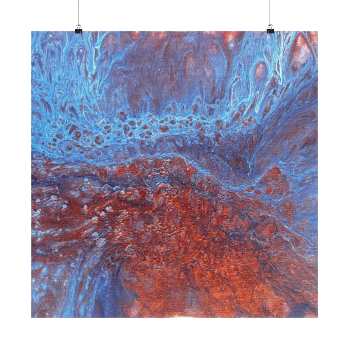 WAVE Abstract Oceanic Pour Art Matte Horizontal Poster