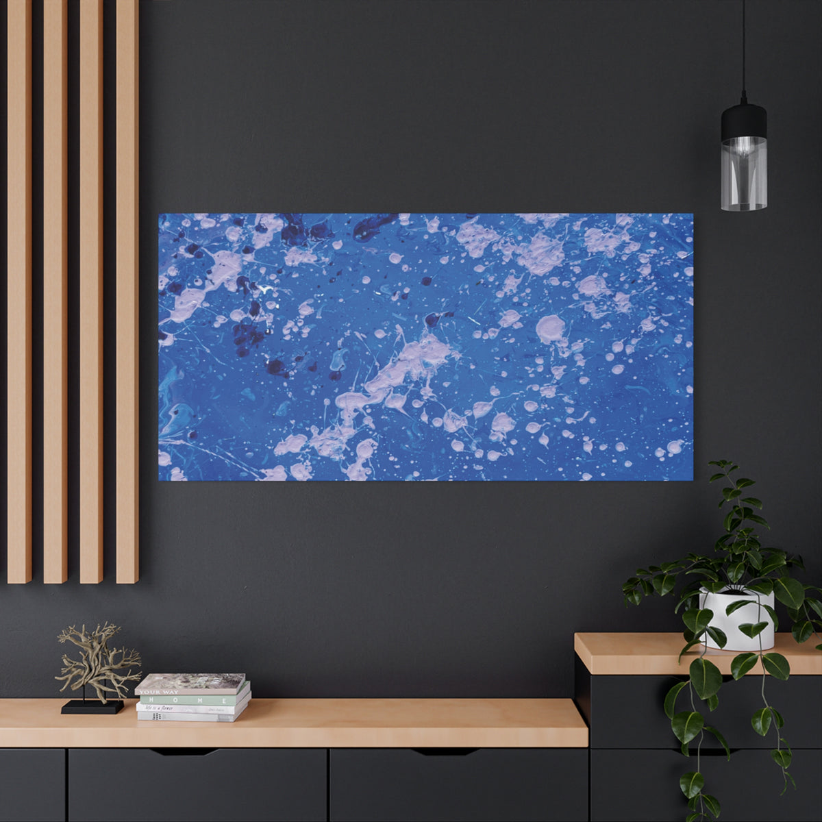 Blue Abstract Splatter Canvas Print  Dots (Matte Stretched 1.25")