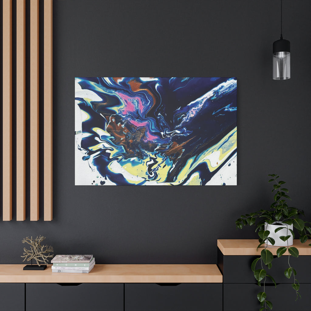 Change Abstract Blue Fluid Art Matte Canvas Print (Stretched Wall Art)