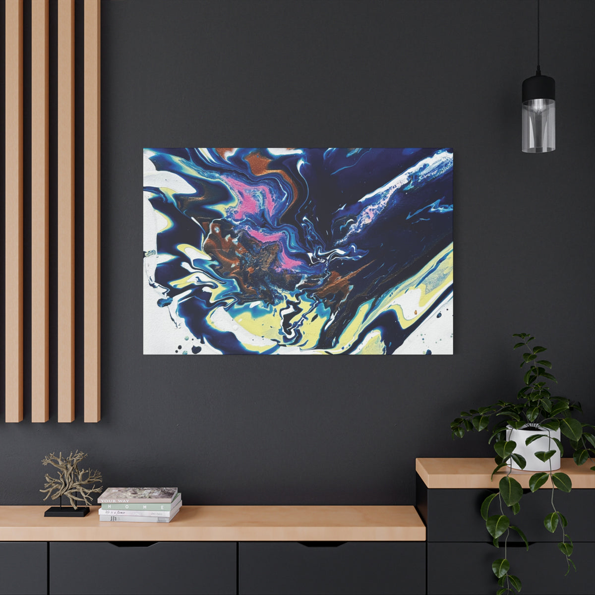 Change Abstract Blue Fluid Art Matte Canvas Print (Stretched Wall Art)