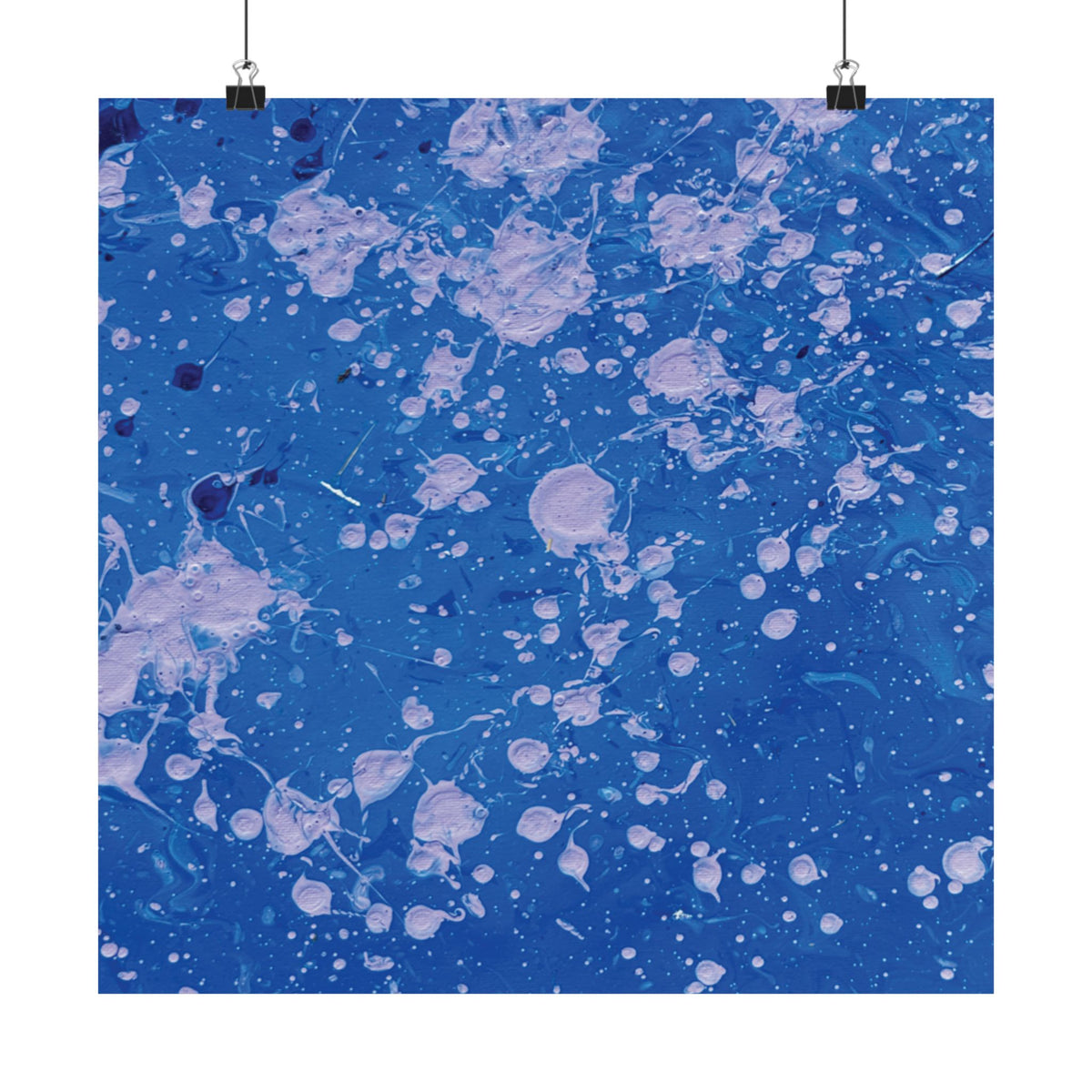 Abstract Blue Paint Splatter Matte Poster Dots Vertical Modern Wall Art