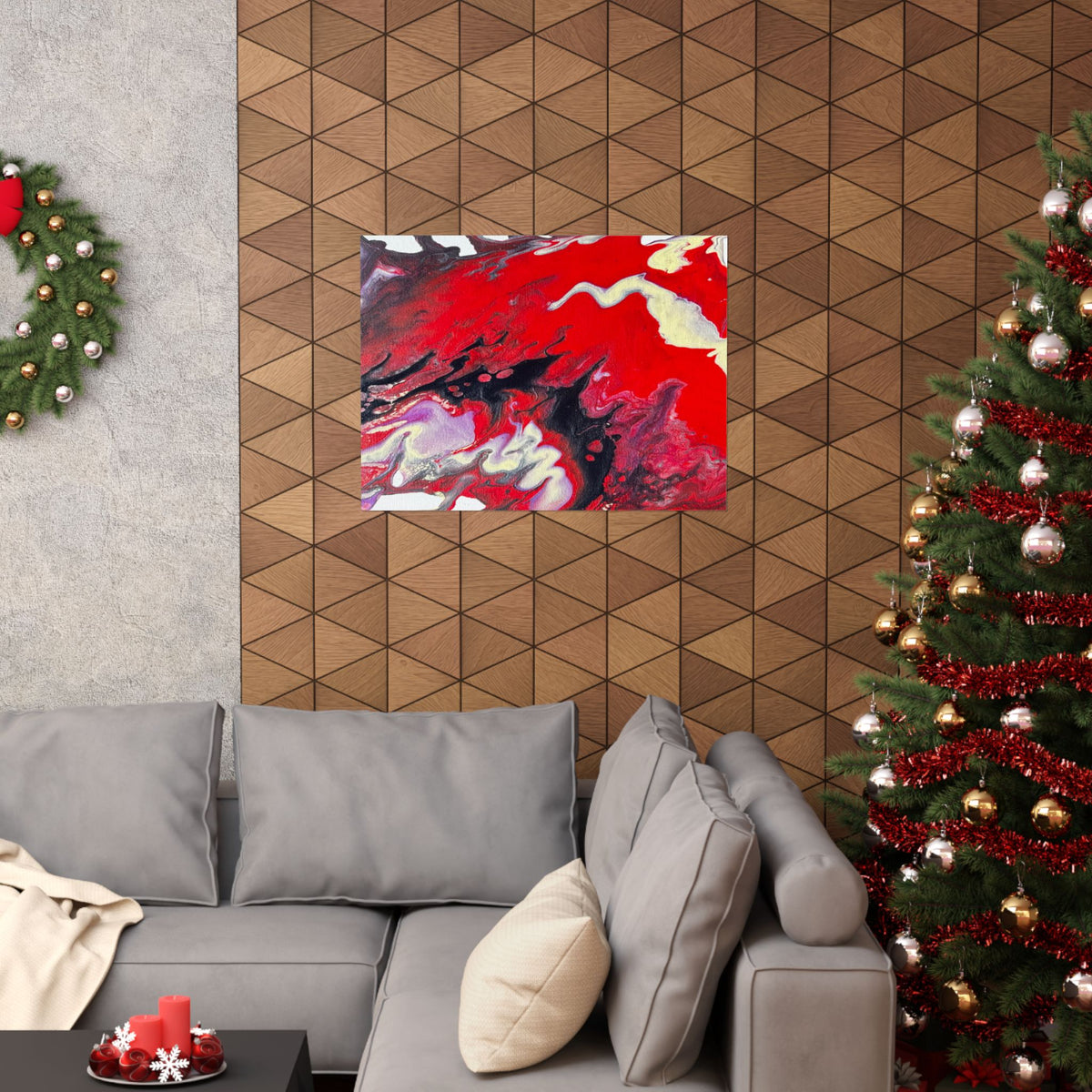 Power Abstract Red Fluid Art Matte Poster (Horizontal)