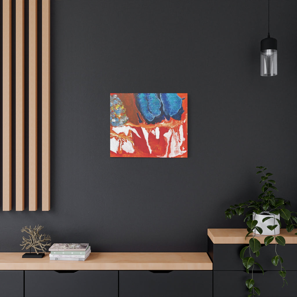 Abstract Red & Blue Matte Stretched Canvas Modern Expressionist Wall Art