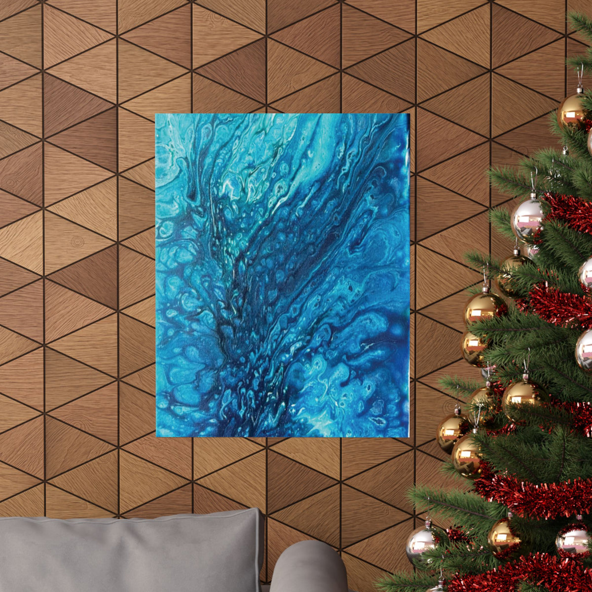 Abstract Ocean Blue Matte Poster Vertical Wall Art Print