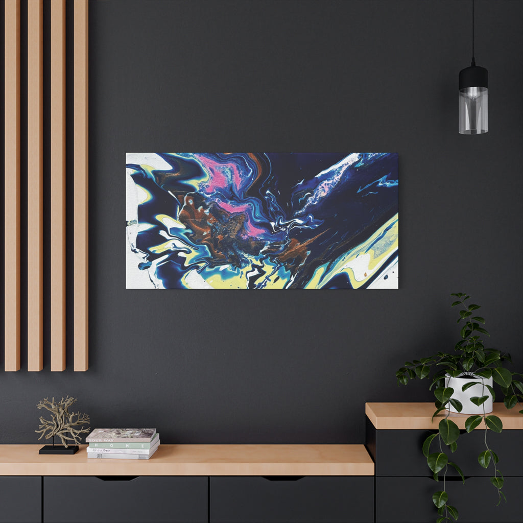 Change Abstract Blue Fluid Art Matte Canvas Print (Stretched Wall Art)
