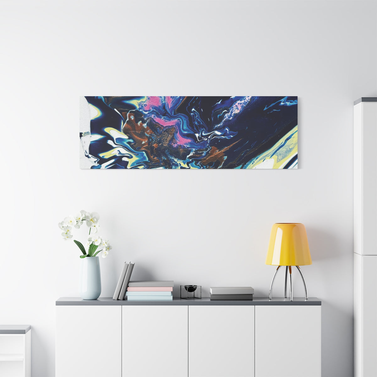Change Abstract Blue Fluid Art Matte Canvas Print (Stretched Wall Art)