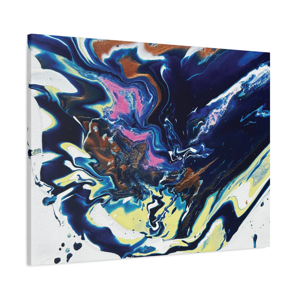 Change Abstract Blue Fluid Art Matte Canvas Print (Stretched Wall Art)