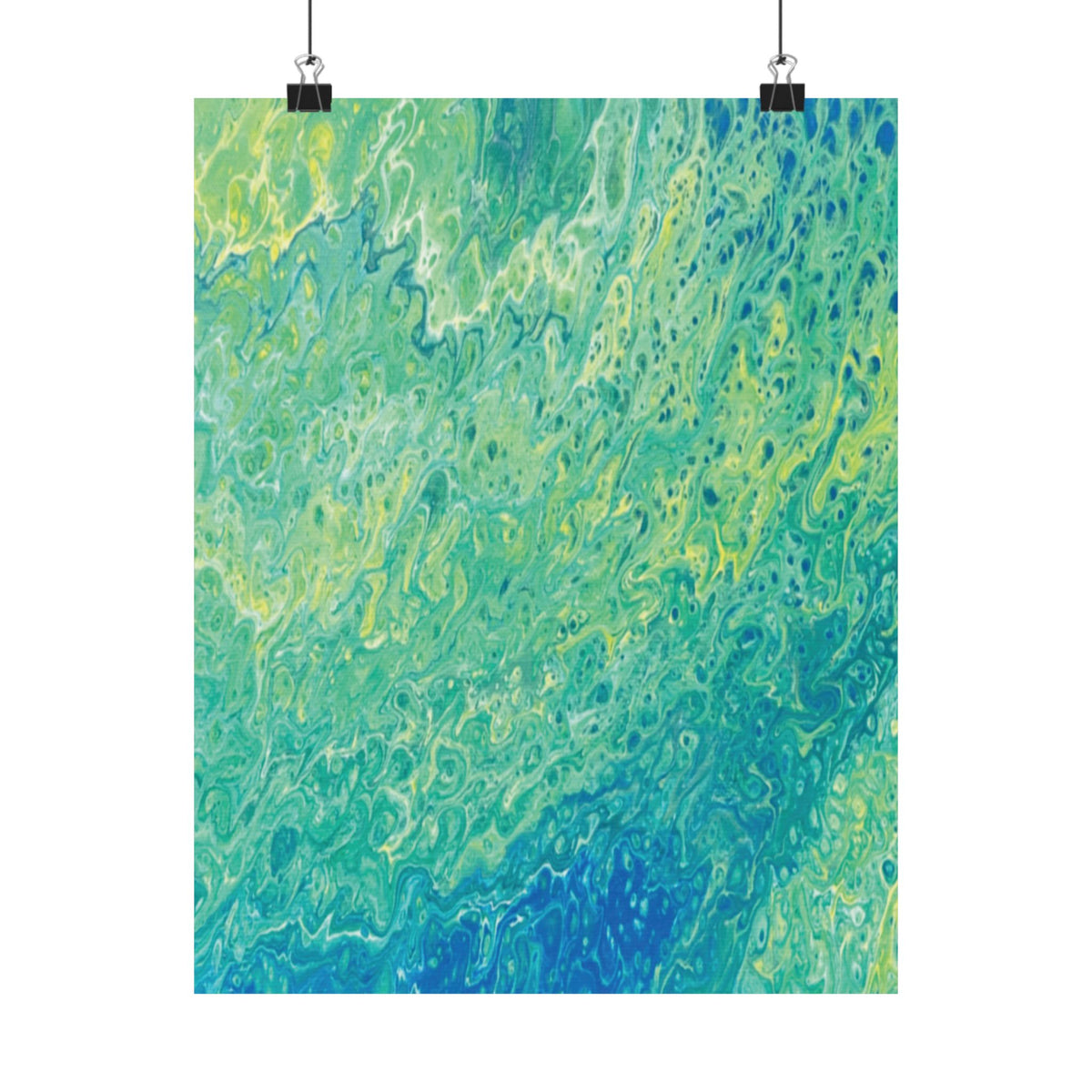 Abstract Ocean Blue Matte Poster Moss Turquoise Green Fluid Art