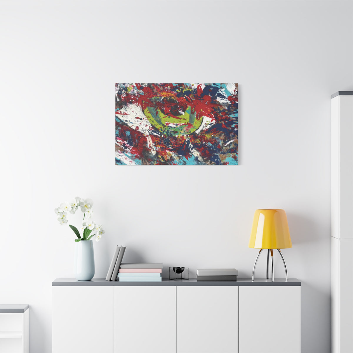 Abstract Burst Matte Canvas Print Eye Colorful Modern Wall Art, Stretched 1.25"